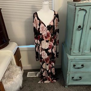 Posh Peanut Rose Floral Maternity Maxi Dress